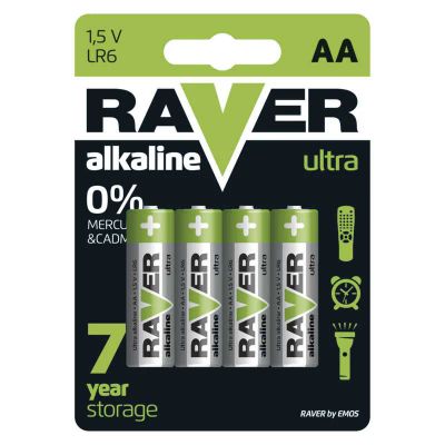 Batérie AA (R6) alkalická RAVER  4ks