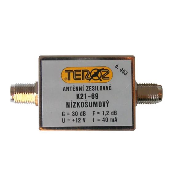 Anténny zosilňovač TEROZ 453X, UHF, G30dB, F1,2dB, U100dBµV, F-F