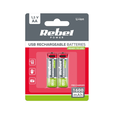 Nabíjacie batérie AA (R06) 1,5V/1600mAh REBEL 2ks / blister BAT2014
