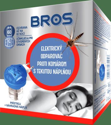 08295 Bros Elektrický odparovač proti komárom s tekutou náplňou 60 nocí bez komárov