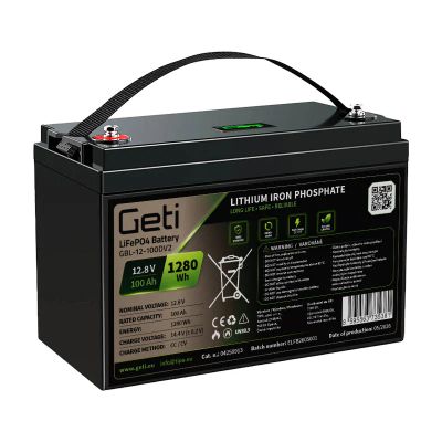 Batéria LiFePO4 12,8 V 100 Ah GETI GBL-12-100DV2 Displej