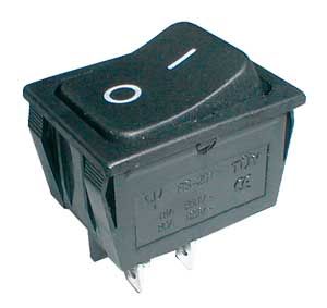 Prepínač kolískový 2-pol./4-pin ON-OFF 250 V/15 A čierny