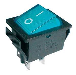 Prepínač kolískový 2pol./4pin ON-OFF 250V/15A pros. modrý