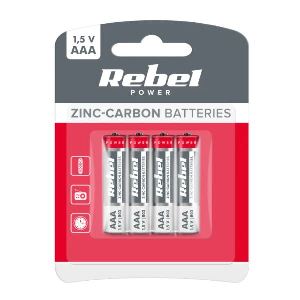 Batéria AAA (R03) Zn-Cl REBEL 4ks / blistr BAT0080B