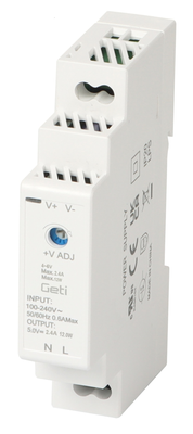 Zdroj spínaný na DIN lištu 5V/12W GETI GPS0512