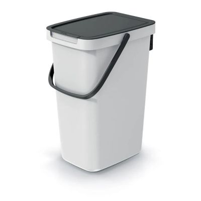 Kôš odpadkový SYSTEMA Q COLLECT popolavý s čiernym vekom 12l