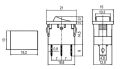 Prepínač kolískový 2pol./3pin ON-OFF 250V/6A pros. červený