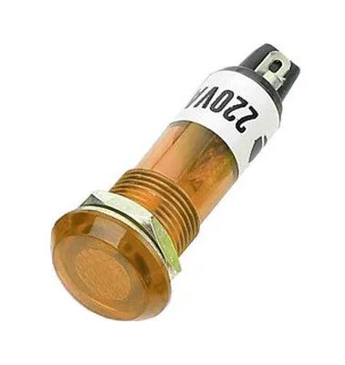 Kontrolka guľatá 230V s tlejivkou, žltá do otvoru 10mm HADEX