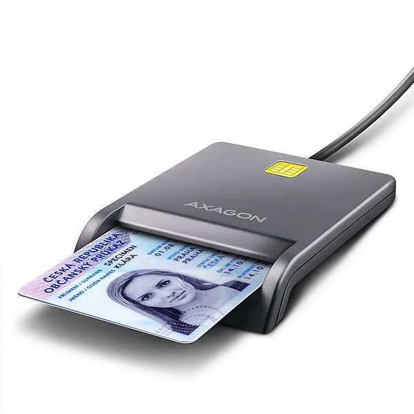 AXAGON CRE-SM3T, USB-A FlatReader čítačka kontaktných kariet Smart card (eObčanka), kábel 1,3 m