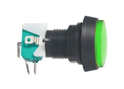 Prepínač tlačidlo okrúhle ON-(ON) 250 V/10 A s mikrospínačom zelené