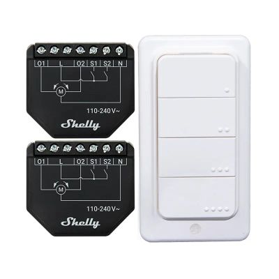 Sada 2 ovládačov žalúzií/záclon SHELLY Shutter + 4 tlačidlá BLU RC WiFi