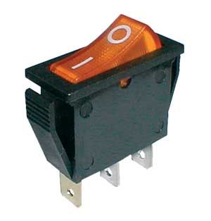 Prepínač kolískový 2pol./3pin ON-OFF 250V/15A pros. žltý