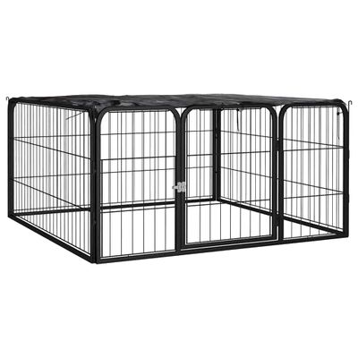 vidaXL Ohrádka pre psov 4 panely čierna 100x50 cm práškovaná oceľ