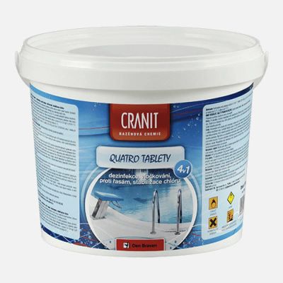 Multifunkčné tablety na chlórovú dezinfekciu bazénovej vody CRANIT Quatro 4v1 2,4 kg