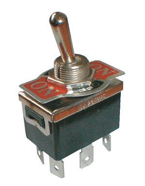 Prepínač páčkový 3-pol./6-pin ON-OFF-ON 250 V/10 A