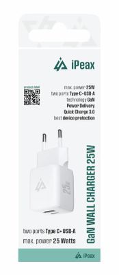 Adaptér USB iPEAX GaN USB/USB-C 90010130 White
