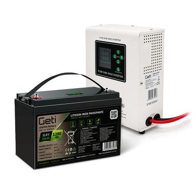 Záložný zdroj GETI GEP301LF, sinusový, 300 W (500 VA) + batéria LiFePO4 100 Ah