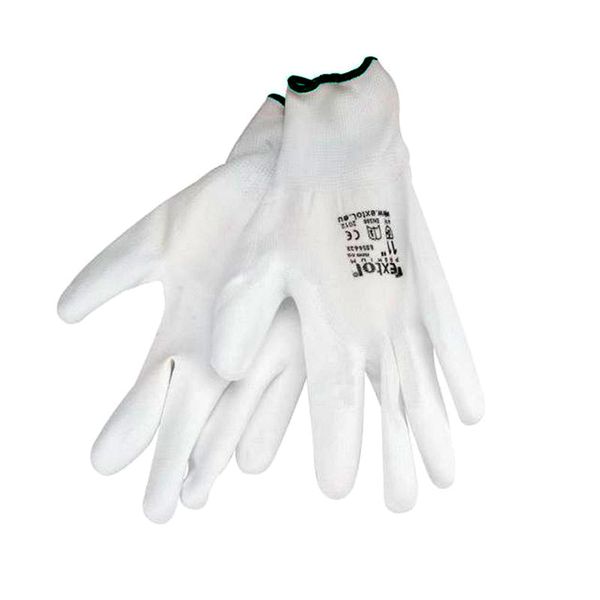 Rukavice 8 "biele z polyesteru polomáčané v PU, EXTOL PREMIUM