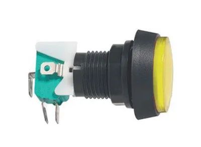 Prepínač tlačidlo okrúhle ON-(ON) 250V/10A s mikrospínačom žlté