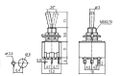 Spínač páčkový 3pol./9pin ON-OFF-ON 12V