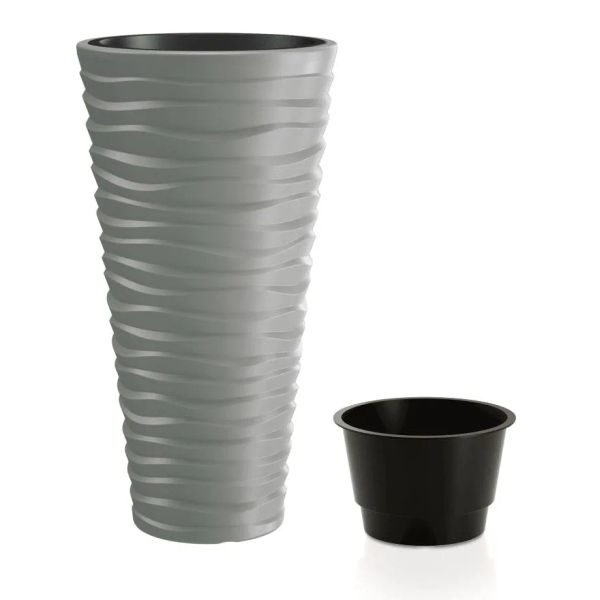 Kvetináč SAND SLIM šedý kameň 29,6 cm