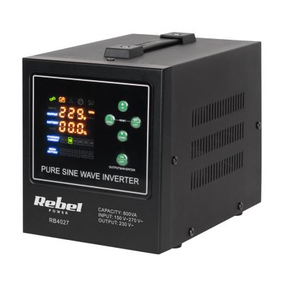 Zdroj záložný REBEL POWER-800-LFP4 12V 230V 800VA 500W Black