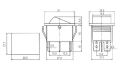 Prepínač kolískový   3pol./6pin  ON-OFF-ON 250V/15A pros. červený