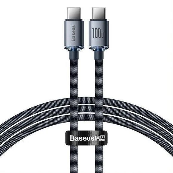 Kábel BASEUS Crystal Shine USB-C/USB-C 1,2m Black 100W