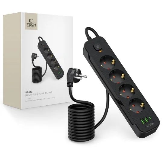 Predlžovací kábel 4 zásuvky 2m TECHPROTEC PCL4X3