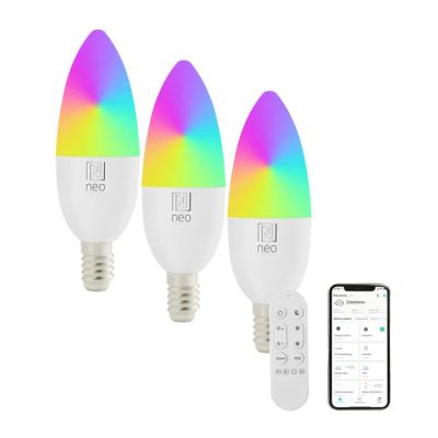 Smart LED žiarovka E14 6W RGB + CCT IMMAX NEO 07716CDO WiFi Tuya sada 3ks
