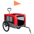 vidaXL Vozík pre domáce zvieratá na bicykel/beh 2-v-1, červeno sivý