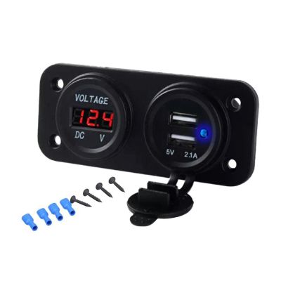 Voltmeter do auta HADEX R003 + 2x USB zásuvka, panel