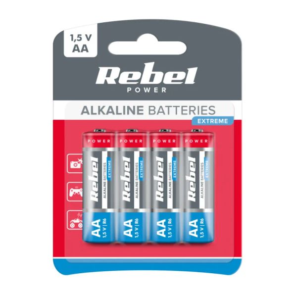 Batéria AA (R6) alkalická REBEL EXTREME Alkaline Power 4BP BAT0097B