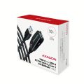 AXAGON ADR-310, USB 3.2 Gen 1 A-M -> A-F aktivný predlžovací / repeater kábel, 10m Kábel, predlžovací, aktivný, USB 3.2 Gen1, zástrčka A, zásuvka A, 10m, čierny