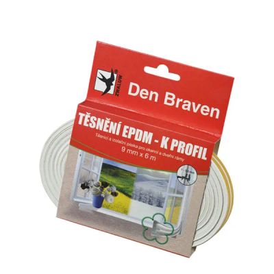 Tesnenie do okien a dverí samolepiace 9x6mm DEN BRAVEN hnedá 6m