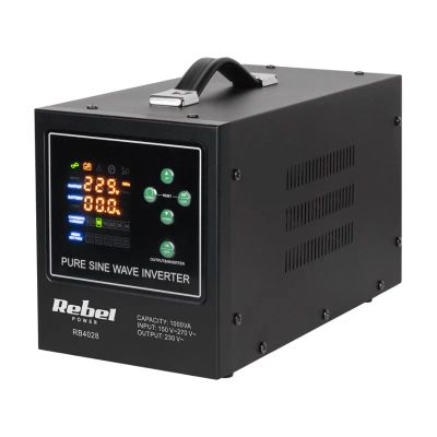 Zdroj záložný REBEL POWER-1000-LFP4 12V 230V 1000VA 700W Black
