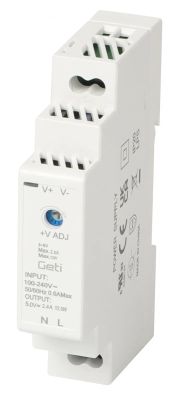 Zdroj spínaný na DIN lištu 5V/12W GETI GPS0512