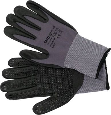 YATO Ochranné rukavice nylonu potiahnuté penovým nitrilom s non -slip.