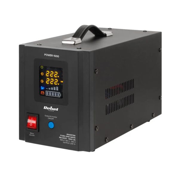 Zdroj záložný REBEL POWER-1000 12V 230V 1000VA 700W Black
