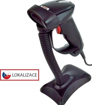 Laserová čítačka Virtuos HT-900A, USB (klávesnica/RS-232 emulácia), stojan, čierna