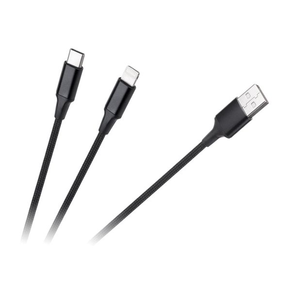 Kábel CABLETECH KPO3944 USB - USB-C/Lightning 1m Black