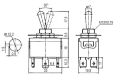 Prepínač páčkový 2pol./6pin ON-ON 250V/10A