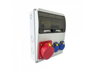 Zásuvková skriňa 11M 32A 5p, 2x230V - 11 modulov s ističmi a chráničom - 6kA