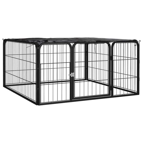 vidaXL Ohrádka pre psov 4 panely čierna 100x50 cm práškovaná oceľ