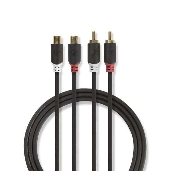 Kábel 2x Cinch konektor/2x Cinch zdierka 2m NEDIS CABW24205AT20