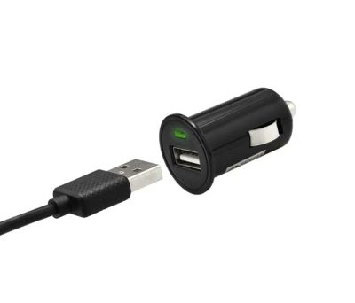 MicroUSB čierna 1A autonabíjačka 2v1 (1,5m kábel)