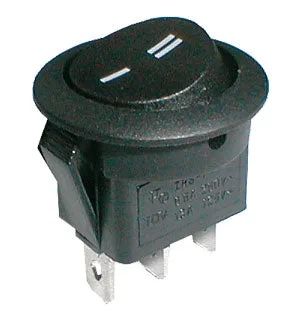 Prepínač kolískový okrúhly 2pol./3pin ON-ON 250V/6A čierny