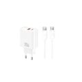 XO sieťová nabíjačka CE42 PD 30W 1x USB-C 1x USB biela + kábel USB-C - USB-C