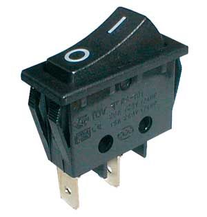 Prepínač kolískový 2-pol./2-pin ON-OFF 250 V/15 A čierny