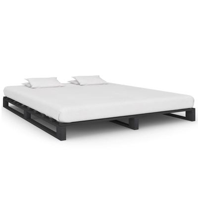 vidaXL Paletový posteľný rám sivý 160x200 cm masívne borovicové drevo